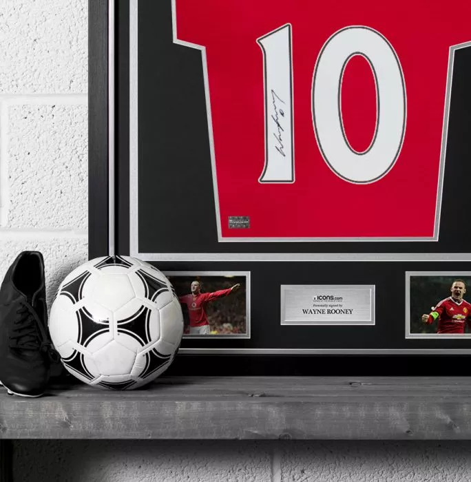 Wayne Rooney Back Signed Modern Manchester United Home Shirt With Fan Style Numbers In Classic Frame