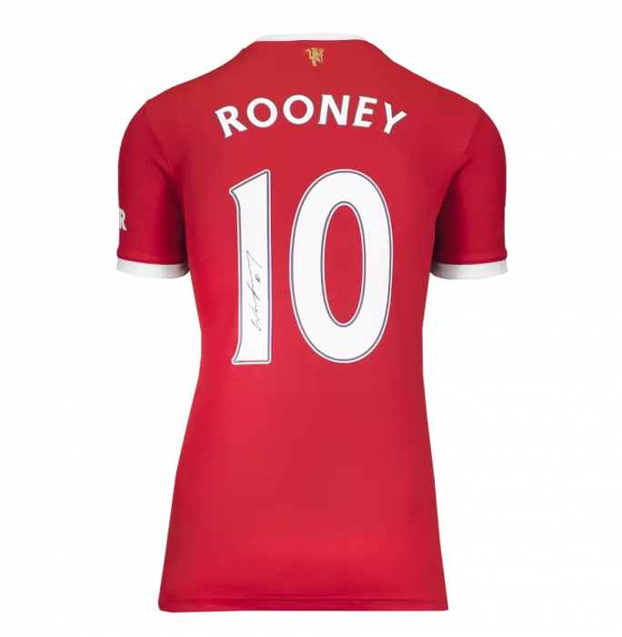 Wayne Rooney Back Signed Modern Manchester United Home Shirt With Fan Style Numbers In Classic Frame