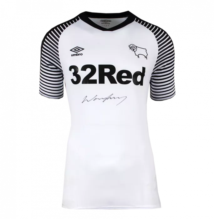 Wayne Rooney Front Signed Derby County 2019-20 Home Shirt In Hero Frame: Option 1