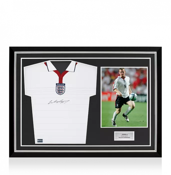 Wayne Rooney Front Signed England 2004 Home Shirt In Hero Frame: Option 1