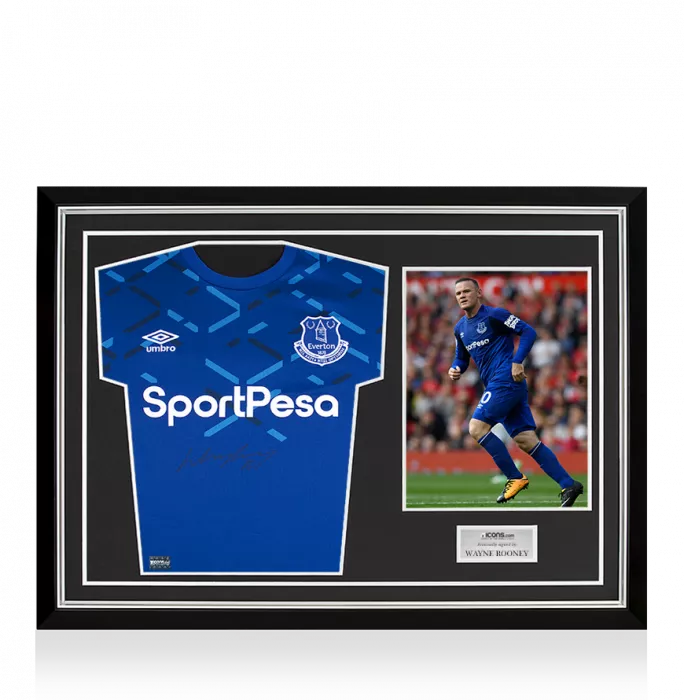 Wayne Rooney Front Signed Everton 2019-20 Home Shirt In Hero Frame: Option 1