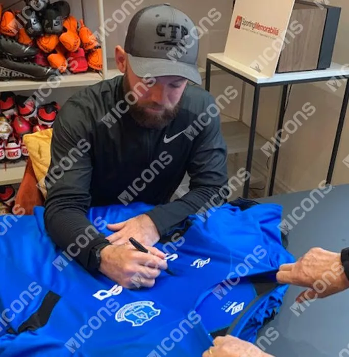 Wayne Rooney Front Signed Everton Umbro Training Home Shirt In Classic Frame