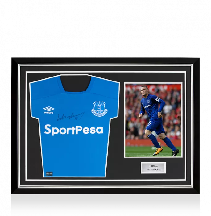Wayne Rooney Front Signed Everton Umbro Training Home Shirt In Hero Frame: Option 1
