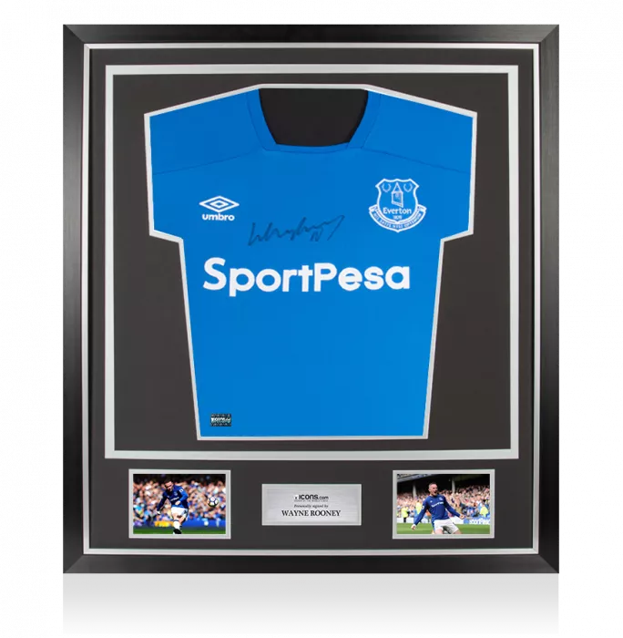 Wayne Rooney Front Signed Everton Umbro Training Home Shirt In Classic Frame