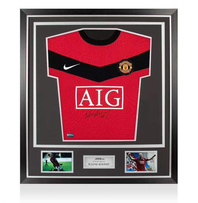 Wayne Rooney Front Signed Manchester United 2009-10 Home Shirt In Classic Frame