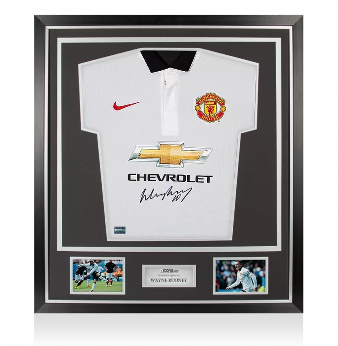 Wayne Rooney Front Signed Manchester United 2014-15 Away Shirt In Classic Frame