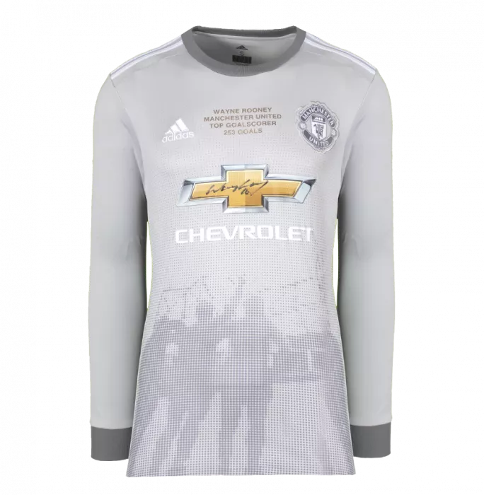 Wayne Rooney Front Signed Manchester United 2017-18 Third Shirt: 253 Top Goalscorer Edition In Classic Frame