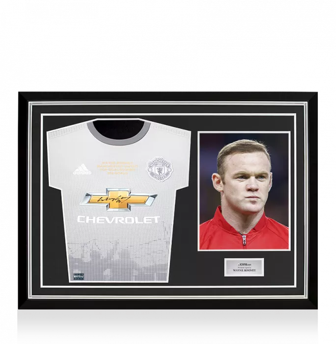 Wayne Rooney Front Signed Manchester United 2017-18 Third Shirt: 253 Top Goalscorer Edition In Hero Frame: Option 1