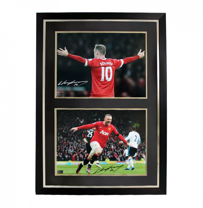 Wayne Rooney Manchester United Signed Photos In Dual Photo Frame