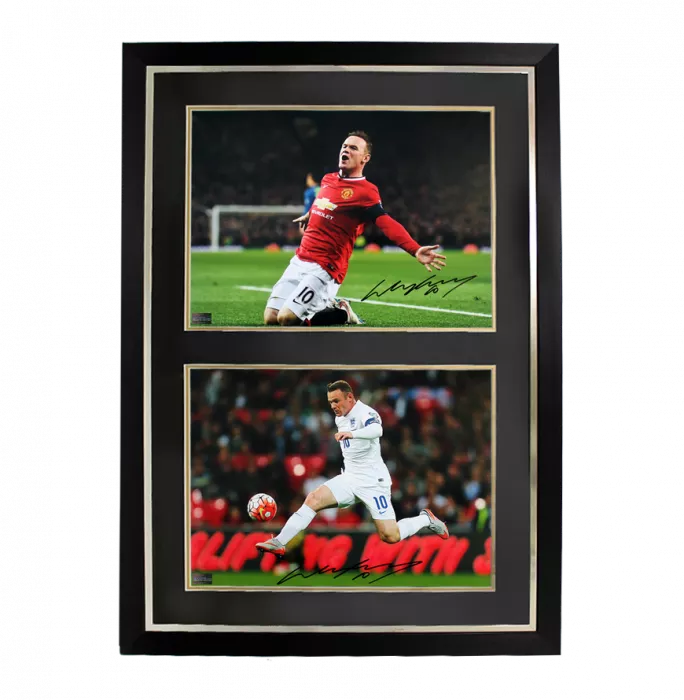 Wayne Rooney Manchester United Signed Photos In Dual Photo Frame