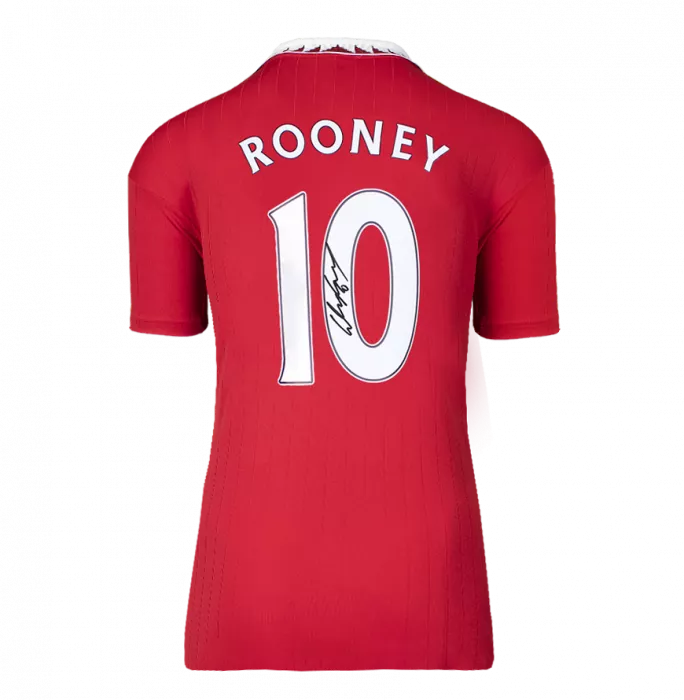 Wayne Rooney Official UEFA Champions League Back Signed And Hero Framed Manchester United 2022-23 Home Shirt With Fan Style Numbers