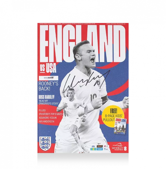Wayne Rooney Signed And Framed Programme: England Vs USA