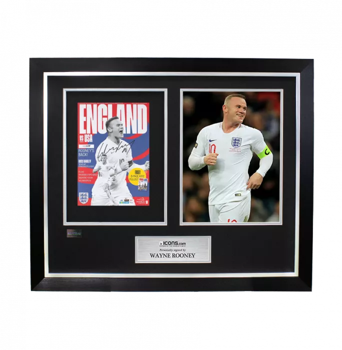 Wayne Rooney Signed and Framed Programme: England Vs USA