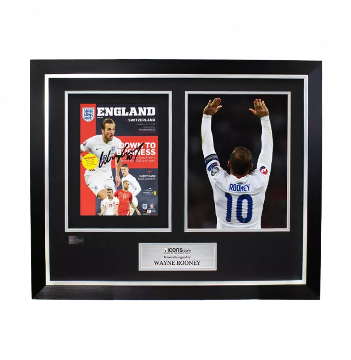 Wayne Rooney Signed and Framed Programme: England Vs Switzerland