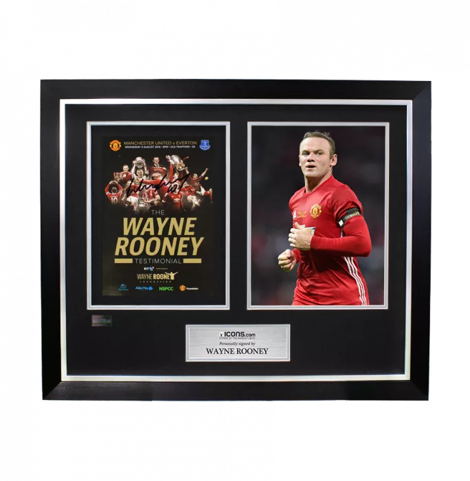 Wayne Rooney Signed and Framed Programme: Testimonial