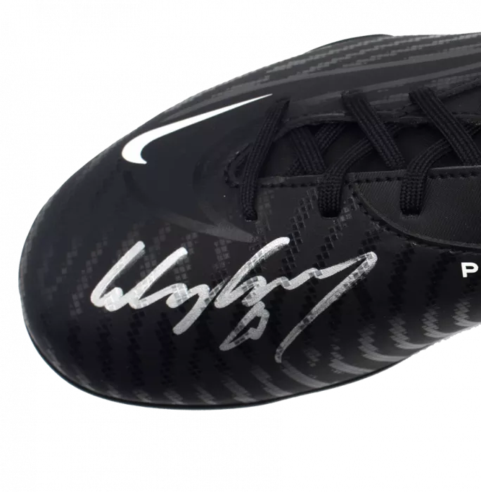 Wayne Rooney Signed Black Nike Phantom Boot In Acrylic Case