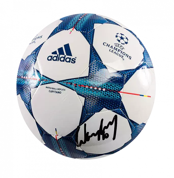 Wayne Rooney Signed Blue UEFA Champions League Football
