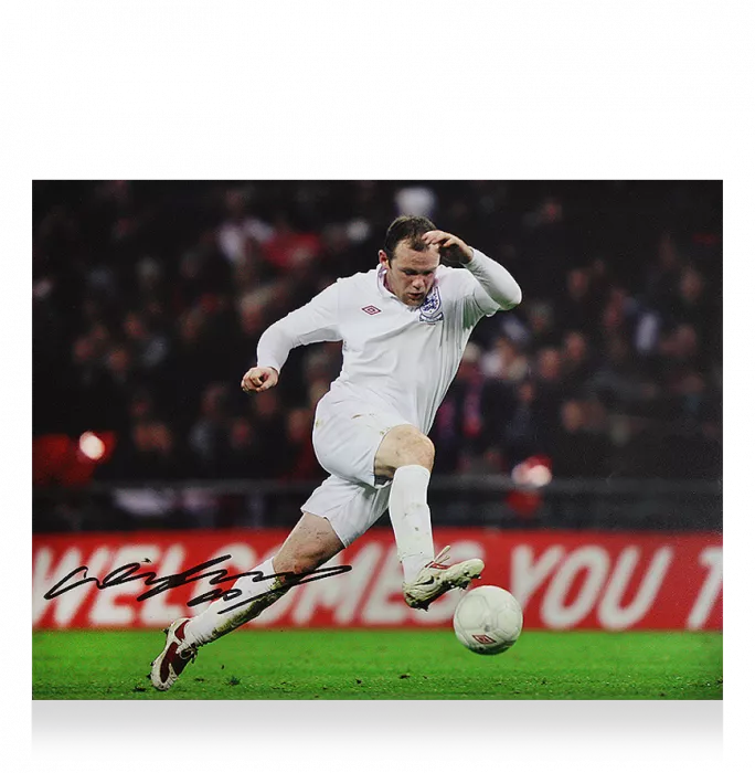 Wayne Rooney Signed England Photo: Three Lions Legend