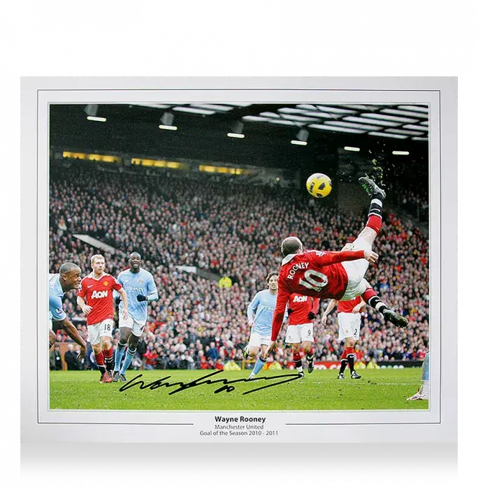 Wayne Rooney Signed Large Manchester United Photo: Iconic Overhead Kick Goal Vs Manchester City