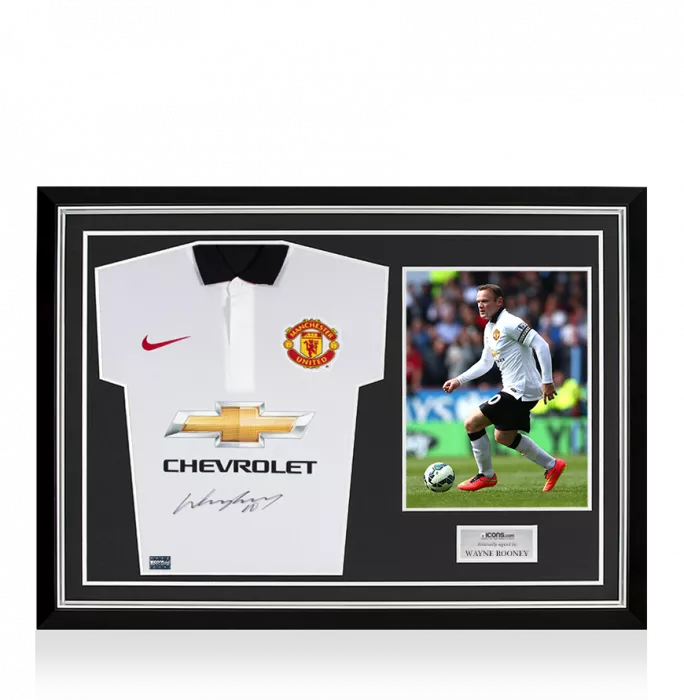 Wayne Rooney Signed Manchester United 2014-15 Away Shirt Home Shirt In Hero Frame: Option 1