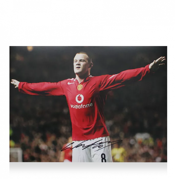 Wayne Rooney Signed Manchester United Photo: Arms Out Celebration