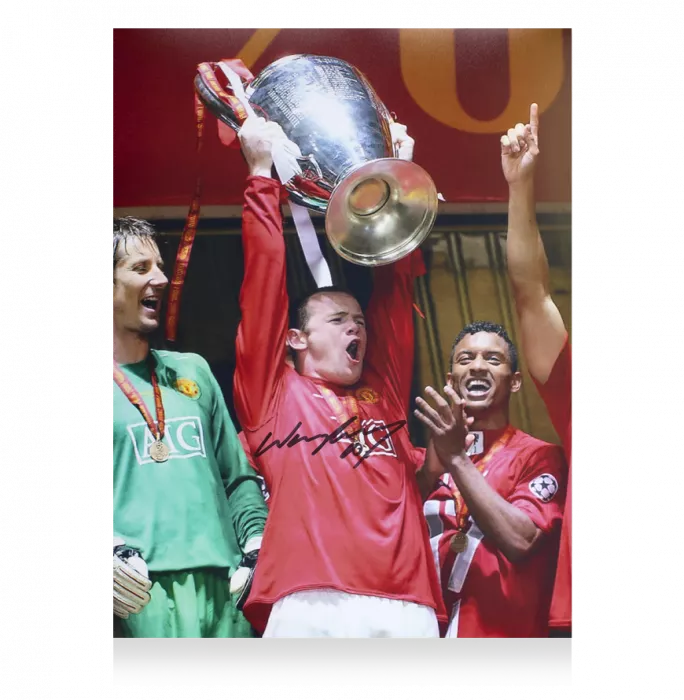 Wayne Rooney Signed Manchester United Photo: Champions League Winner