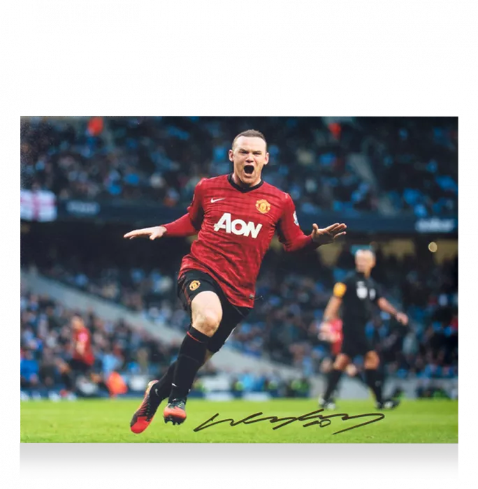 Wayne Rooney Signed Manchester United Photo: Goal Vs Manchester City