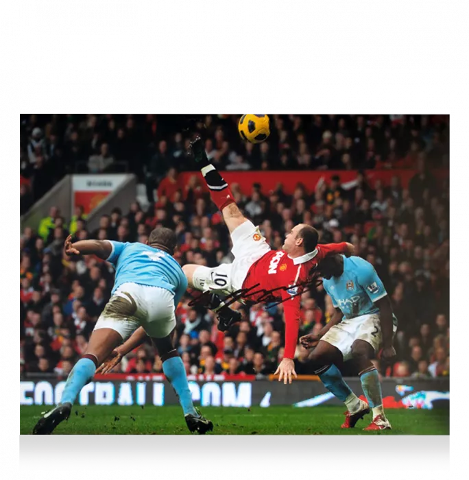 Wayne Rooney Signed Manchester United Photo: Iconic Overhead Kick Goal