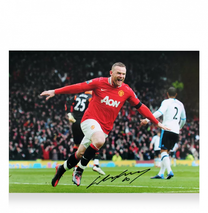 Wayne Rooney Signed Manchester United Photo In Black Wooden Frame: Goal Vs Liverpool FC