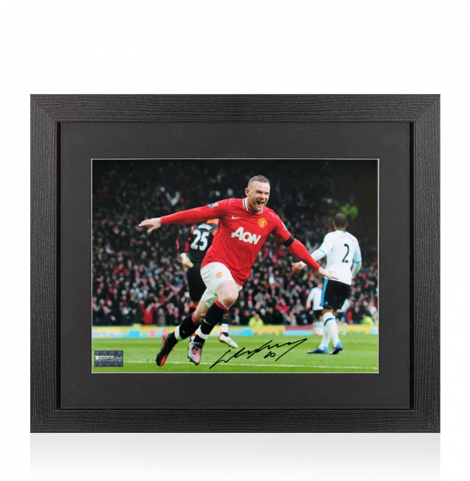 Wayne Rooney Signed Manchester United Photo In Black Wooden Frame: Goal Vs Liverpool FC