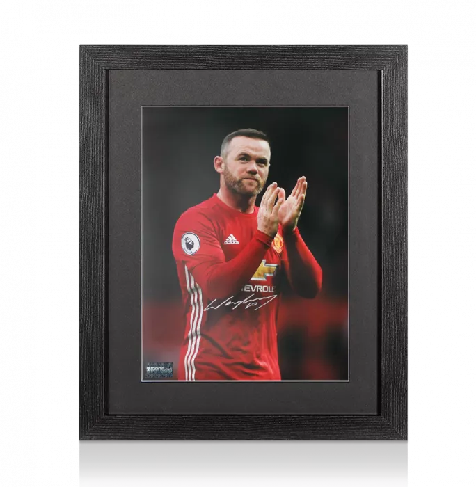 Wayne Rooney Signed Manchester United Photo In Black Wooden Frame: Hand Clap