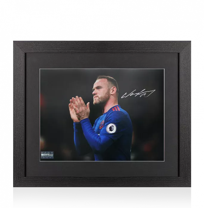 Wayne Rooney Signed Manchester United Photo In Black Wooden Frame: Hand Clap