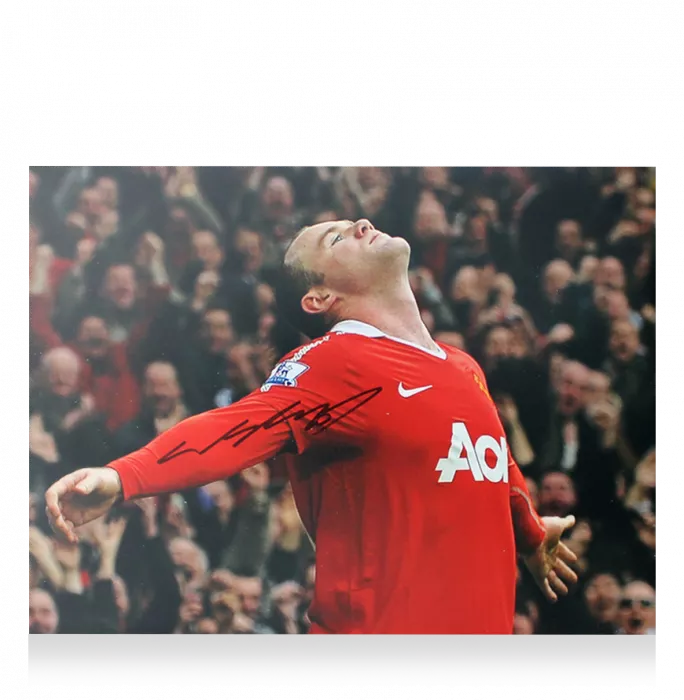 Wayne Rooney Signed Manchester United Photo In Premium Photo Frame: Overhead Kick Goal Celebration