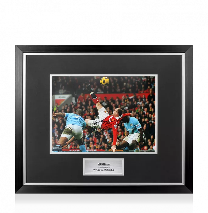 Wayne Rooney Signed Manchester United Photo In Premium Photo Frame: Over Head Kick