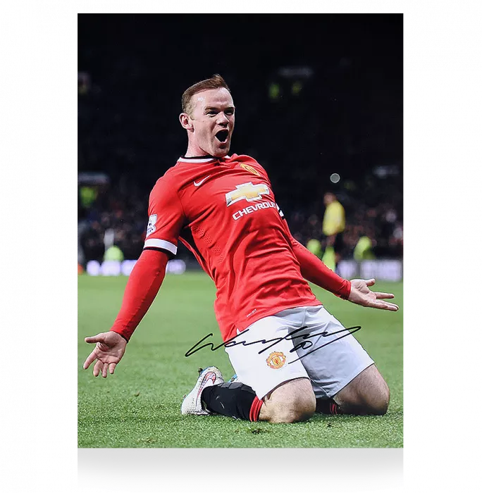 Wayne Rooney Signed Manchester United Photo: Kneeslide Celebration