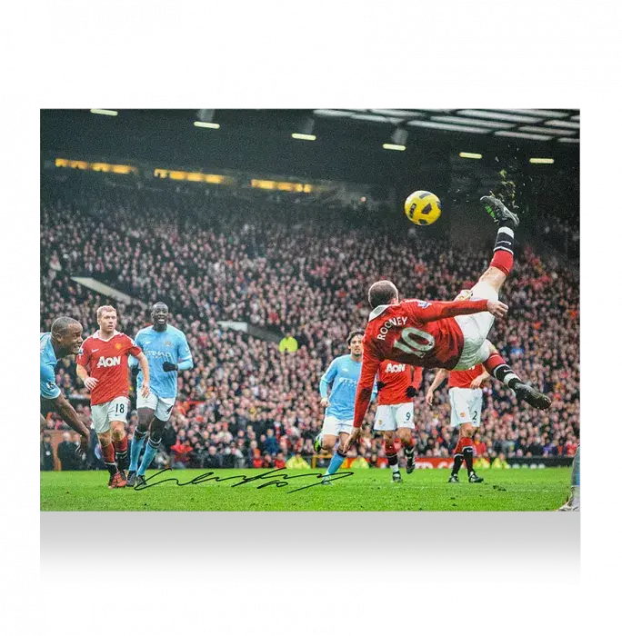 Wayne Rooney Signed Manchester United Photo: Overhead Kick Vs Manchester City (16 X 12 Inch)