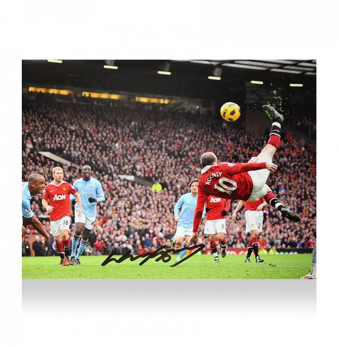 Wayne Rooney Signed Manchester United Photo: Overhead Kick vs Manchester City (16 x 12 inch)