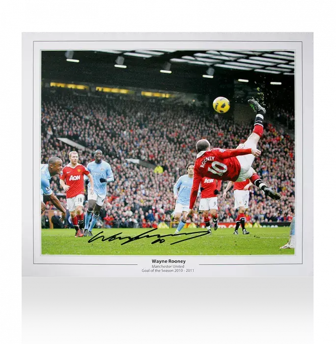 Wayne Rooney Signed Manchester United Photo: Overhead Kick Vs Manchester City