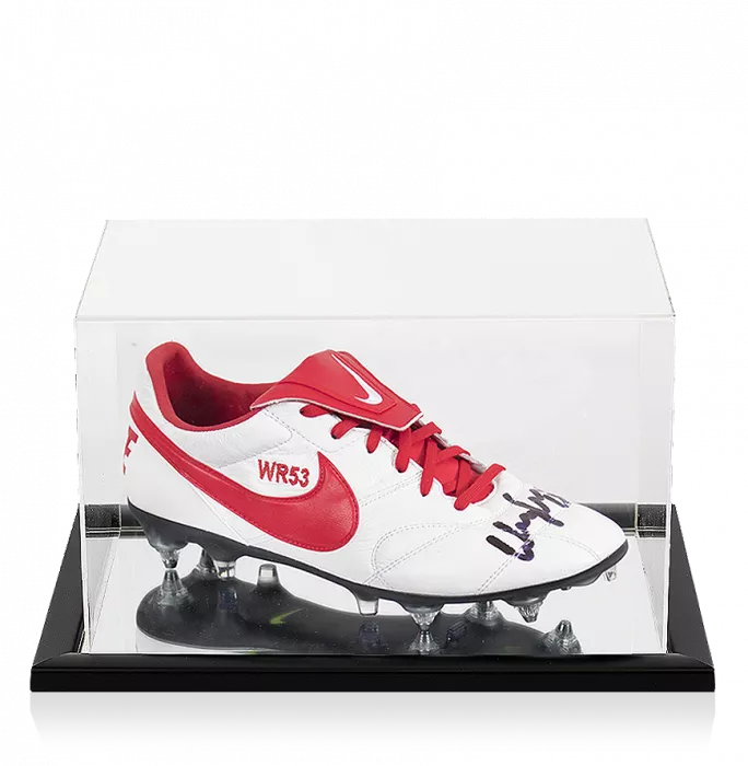 Wayne Rooney Signed Red & White Nike Boot In Acrylic Case: Special Edition "WR53"