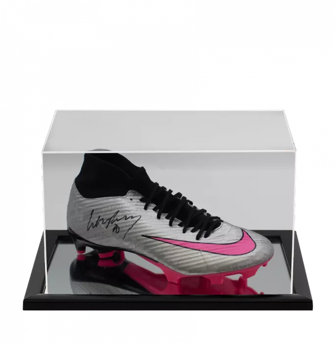 Wayne Rooney Signed Silver Nike Mercurial Superfly Boot In Acrylic Case