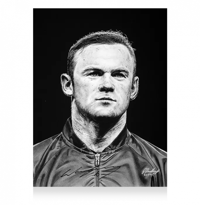 Wayne Rooney Signed Tribute Artwork In Black Wooden Frame: Signed In Black