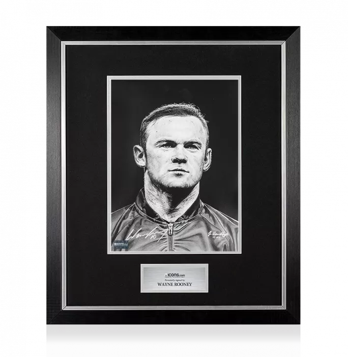 Wayne Rooney Signed Tribute Artwork In Premium Photo Frame: Signed In Silver