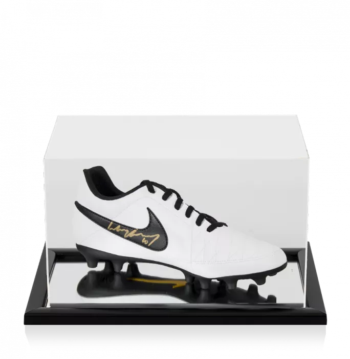 Wayne Rooney Signed White and Black Nike Boot In Acrylic Case