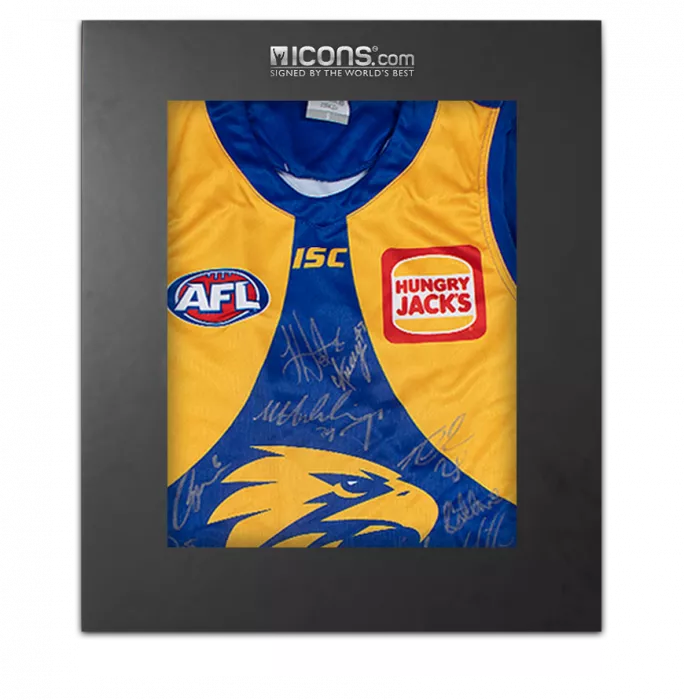 West Coast Eagles Squad Signed 2020 AFL Guernsey In Deluxe Packaging