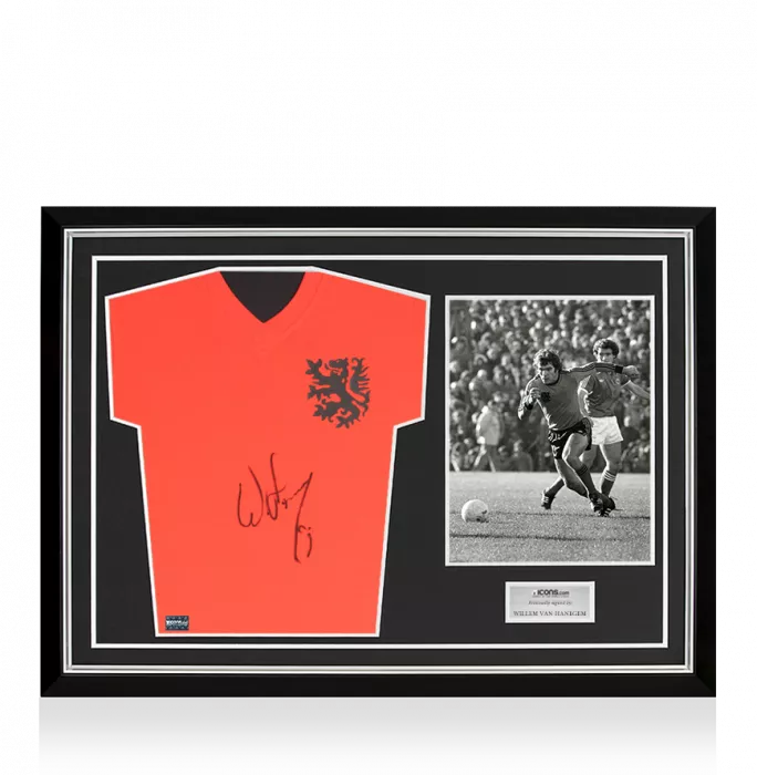 Willem Van Hanegem Front Signed Retro Netherlands Home Shirt Home Shirt In Hero Frame: Option 1