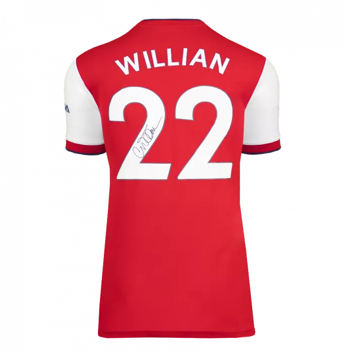 Willian Back Signed Arsenal 2021-22 Home Shirt In Classic Frame