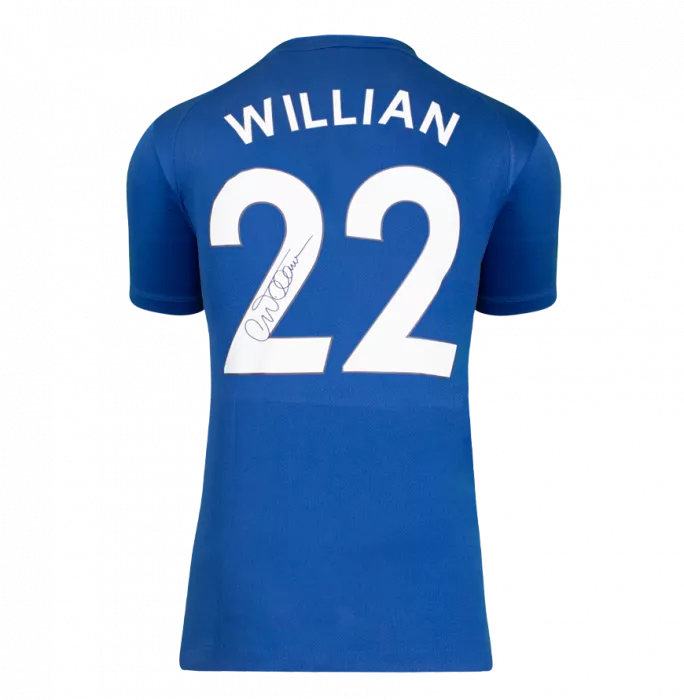 Willian Back Signed Chelsea 2022-23 Home Shirt In Classic Frame