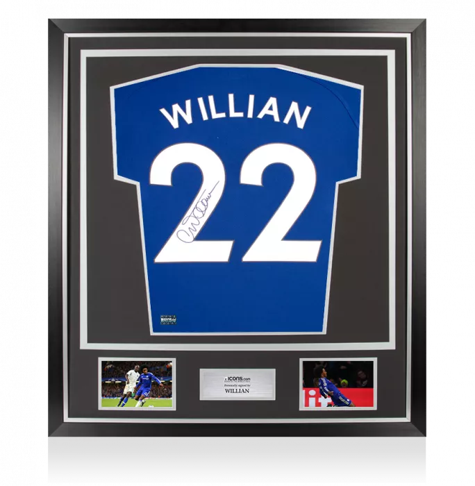 Willian Back Signed Chelsea 2022-23 Home Shirt In Classic Frame