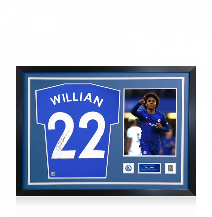 Willian Official Chelsea FC Signed And Framed Chelsea T-Shirt