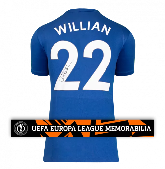 Willian Official UEFA Europa League Back Signed Chelsea T-Shirt